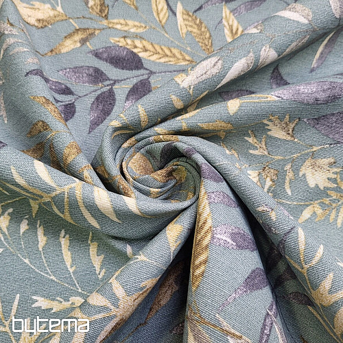 Tissu déco MARACAIBO feuilles turquoise