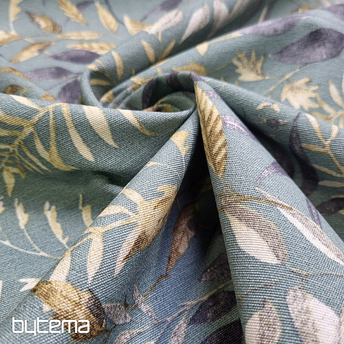 Tissu déco MARACAIBO feuilles turquoise