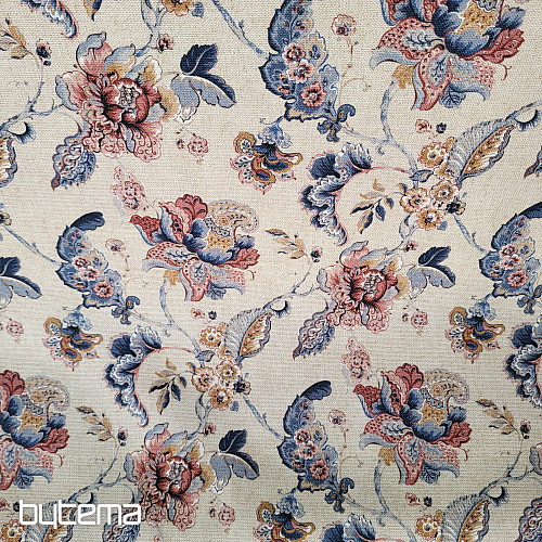 Tissu décoratif FLEURS INDIENNES beige