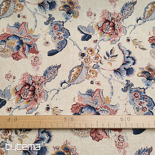 Tissu décoratif FLEURS INDIENNES beige