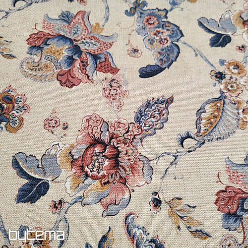 Tissu décoratif FLEURS INDIENNES beige