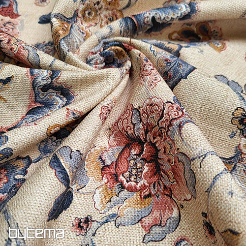 Tissu décoratif FLEURS INDIENNES beige