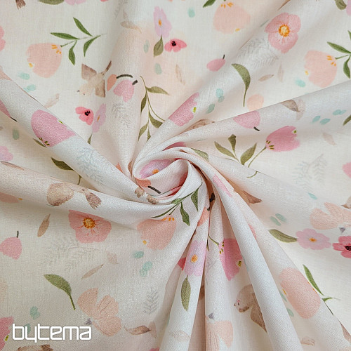 Tissu coton ROMANCE ROSE