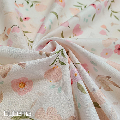 Tissu coton ROMANCE ROSE