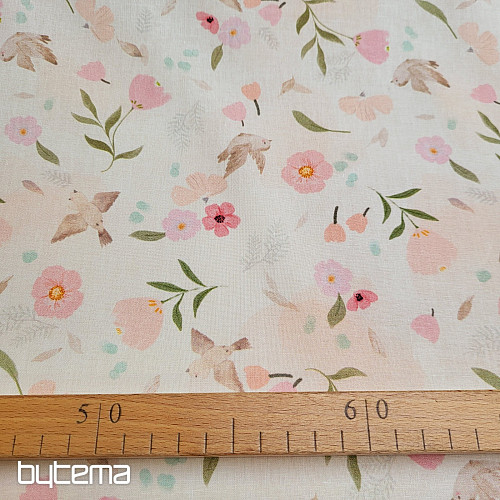 Tissu coton ROMANCE ROSE