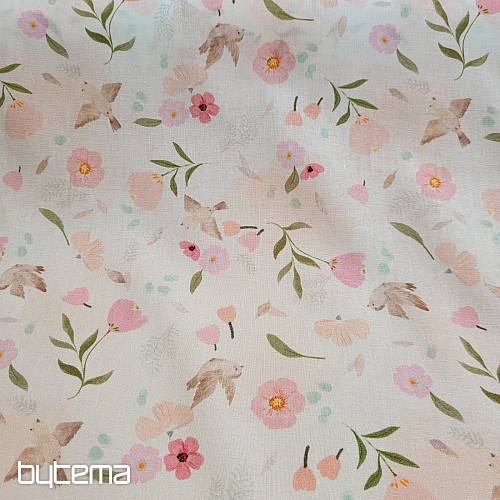 Tissu coton ROMANCE ROSE