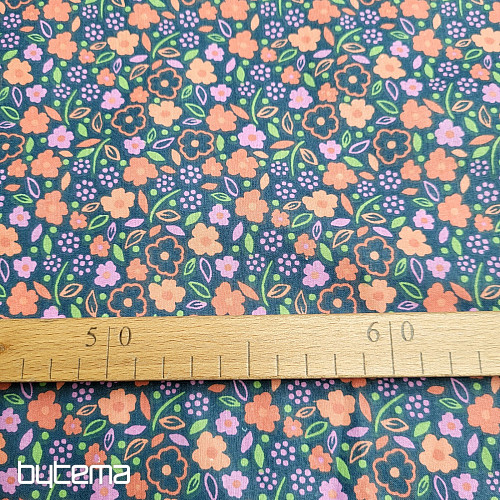 Tissu coton ROSE DE MINUIT