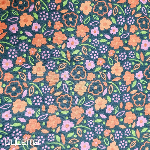 Tissu coton ROSE DE MINUIT