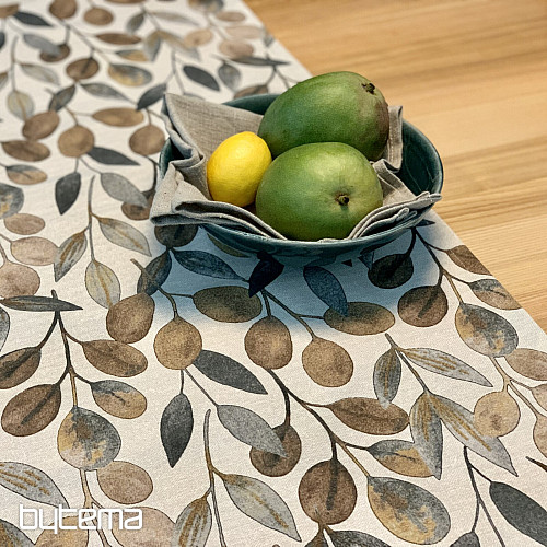 Nappe et écharpe HOJAS FEUILLES GRIS