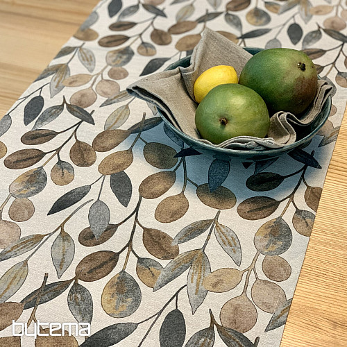 Nappe et écharpe HOJAS FEUILLES GRIS