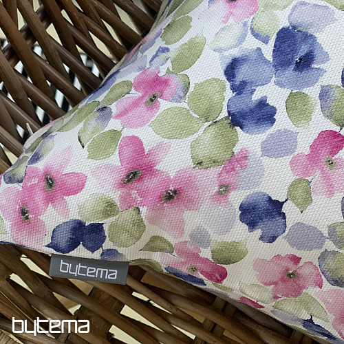 Housse de coussin déco PETITES FLEURS ROSE BLEU