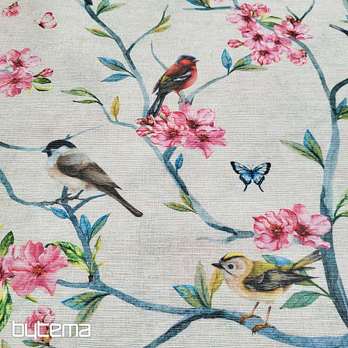 Tissu décoratif OISEAUX DANS LES BRANCHES