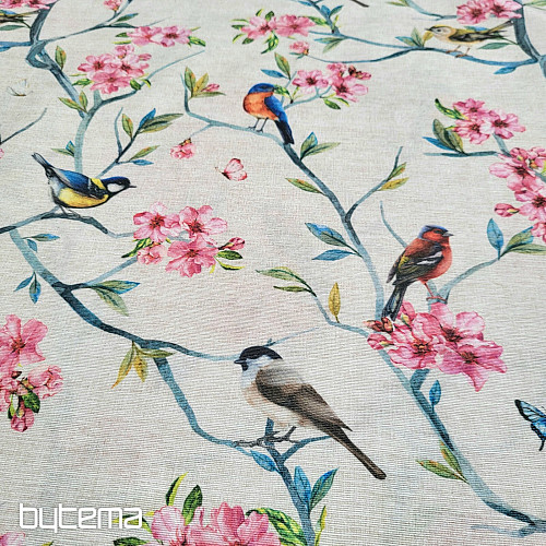 Tissu décoratif OISEAUX DANS LES BRANCHES