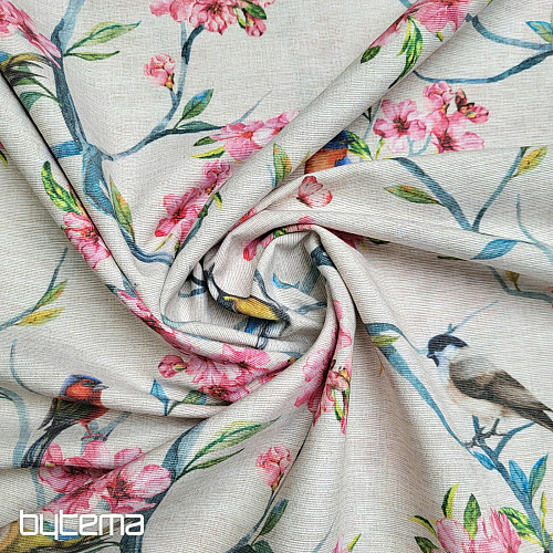 Tissu décoratif OISEAUX DANS LES BRANCHES