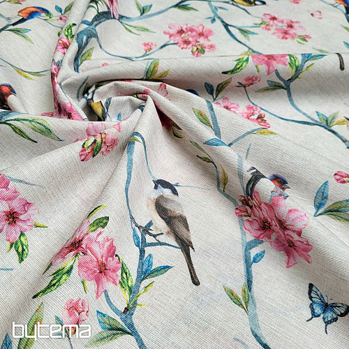 Tissu décoratif OISEAUX DANS LES BRANCHES