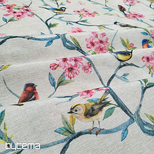 Tissu décoratif OISEAUX DANS LES BRANCHES