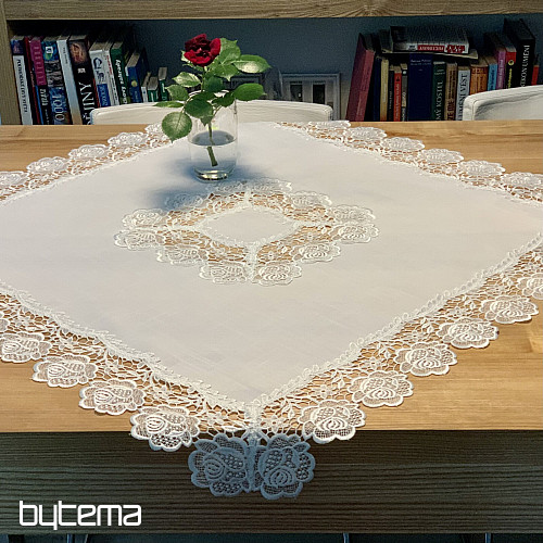 Nappe DENTELLE ROSE BLANCHE