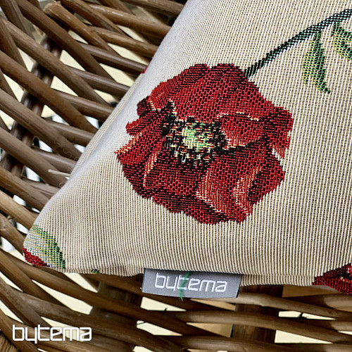 Housse de coussin tapisserie NOYER COQUELICOT