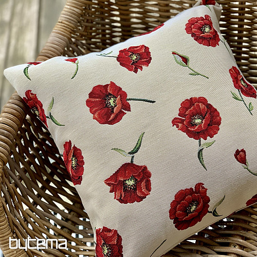 Housse de coussin tapisserie NOYER COQUELICOT
