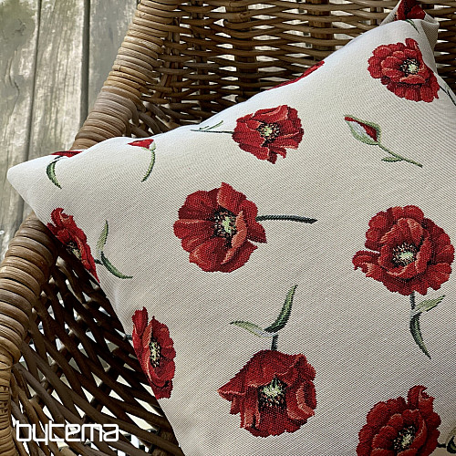 Housse de coussin tapisserie NOYER COQUELICOT