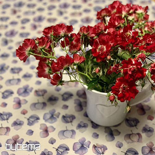 Nappe et châle FLEURS BLEU VIOLET MONTANA