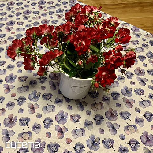 Nappe et châle FLEURS BLEU VIOLET MONTANA
