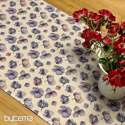 Nappe et châle FLEURS BLEU VIOLET MONTANA