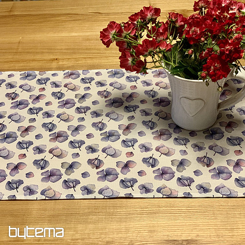Nappe et châle FLEURS BLEU VIOLET MONTANA