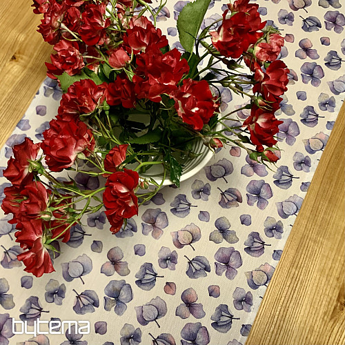Nappe et châle FLEURS BLEU VIOLET MONTANA