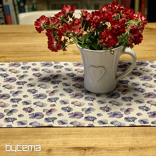 Nappe et châle FLEURS BLEU VIOLET MONTANA
