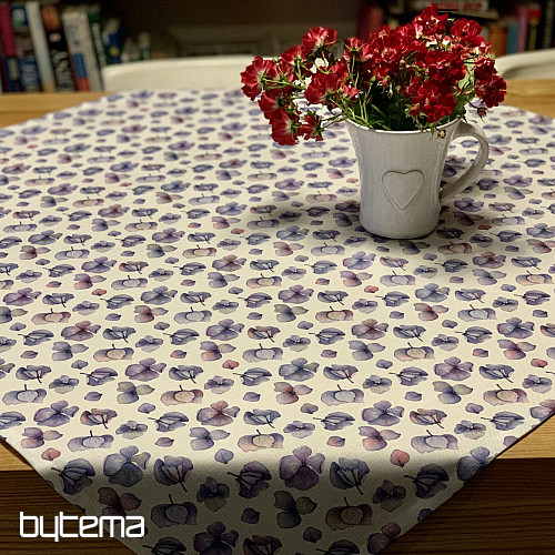 Nappe et châle FLEURS BLEU VIOLET MONTANA