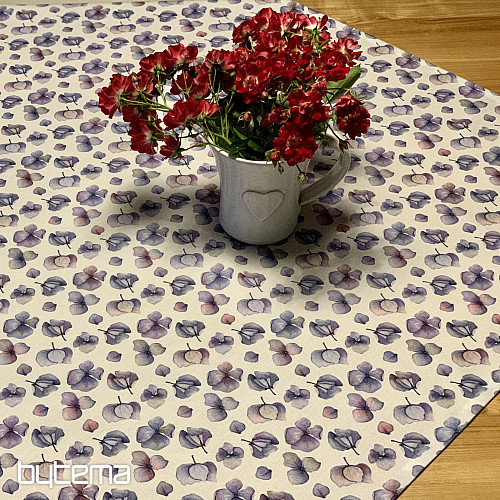 Nappe et châle FLEURS BLEU VIOLET MONTANA