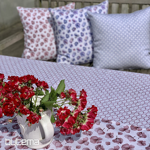 Nappe et châle FLEURS BLEU VIOLET MONTANA