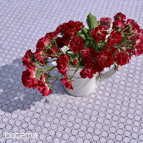 Nappe et châle MONTANA VIEUX ROSE GRILLE