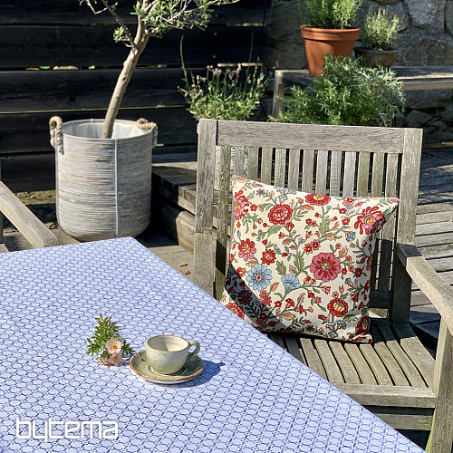 Nappe et écharpe MONTANA GRID BLEU