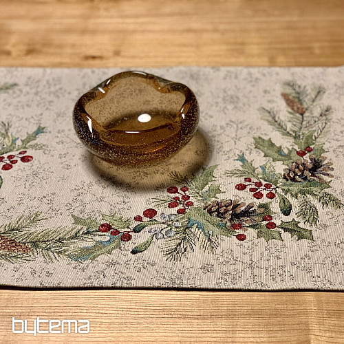 Nappe tapisserie, châle et dressage de table PIN et MISTLETTE