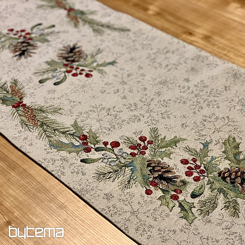 Nappe tapisserie, châle et dressage de table PIN et MISTLETTE