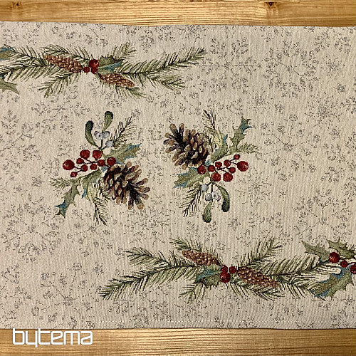 Nappe tapisserie, châle et dressage de table PIN et MISTLETTE