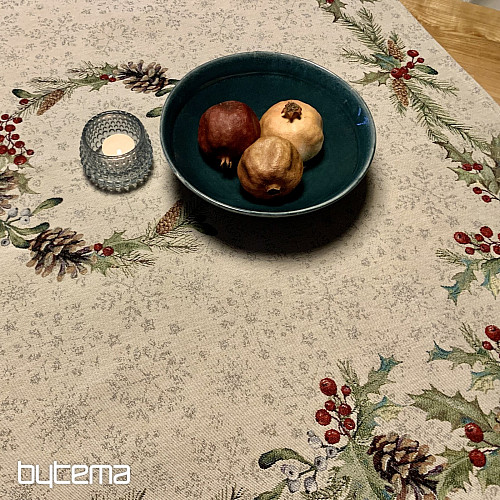 Nappe tapisserie, châle et dressage de table PIN et MISTLETTE