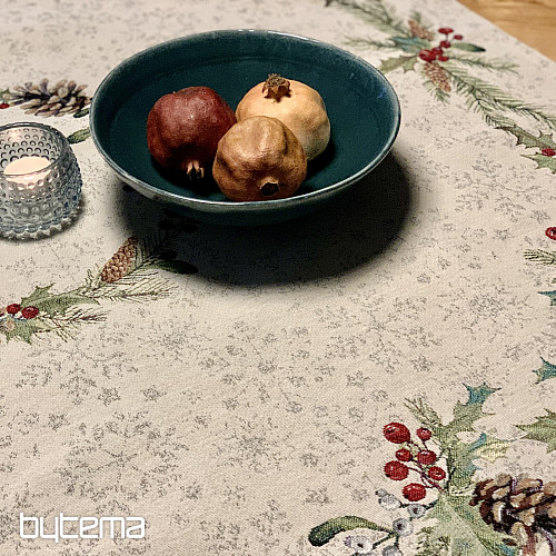 Nappe tapisserie, châle et dressage de table PIN et MISTLETTE