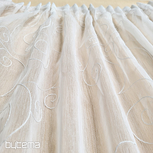Rideau fini ORNEMENTS BRODÉS blanc