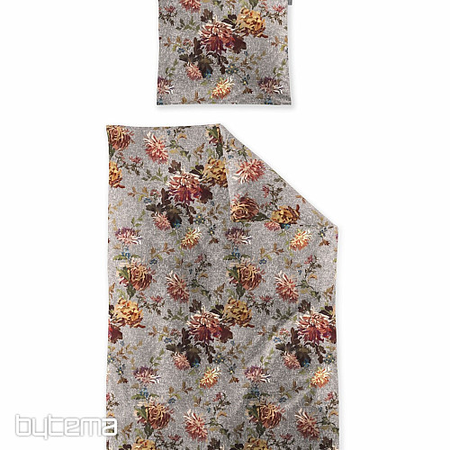 IRISETTE literie de luxe en flanelle ZOBEL 8552-11 FLEURS gris