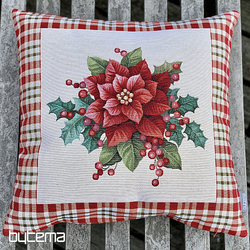 Housse tapisserie de Noël ÉTOILE DE NOËL carreaux rouges