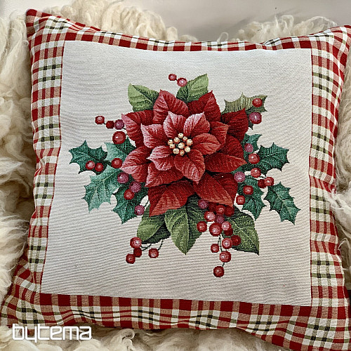 Housse tapisserie de Noël ÉTOILE DE NOËL carreaux rouges