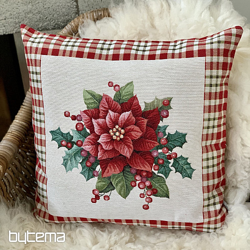 Housse tapisserie de Noël ÉTOILE DE NOËL carreaux rouges