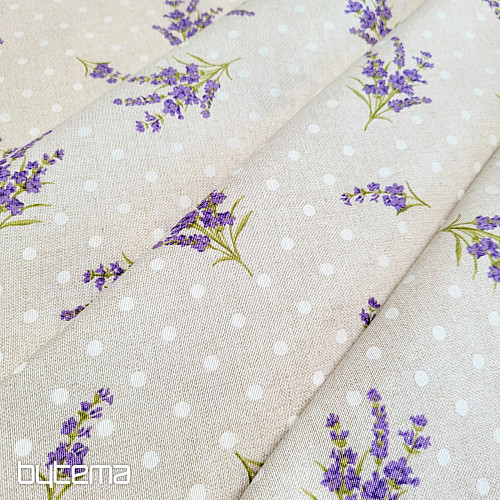 Tissu déco LAVANDE pois