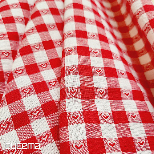Tissu décoratif KANAFAS SOFI HEART rouge
