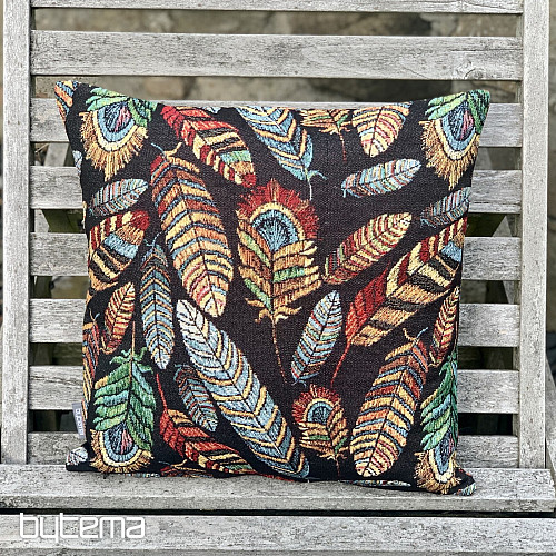 Housse de coussin Gobelin PLUME NOIR