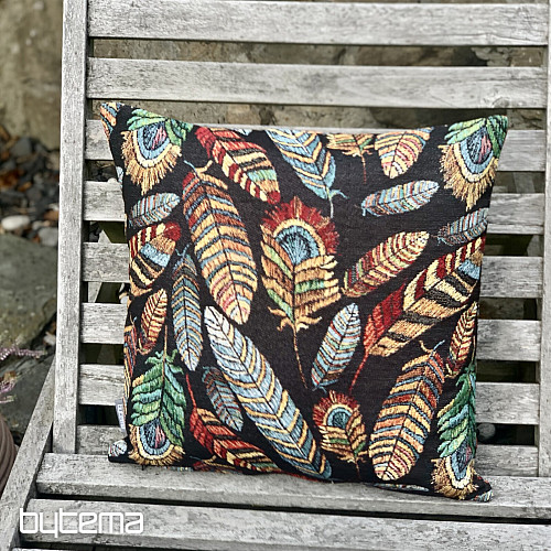 Housse de coussin Gobelin PLUME NOIR