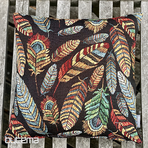 Housse de coussin Gobelin PLUME NOIR